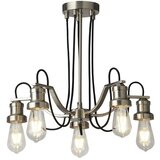 Searchlight Olivia Stropna svetilka s 5 lučmi, črn pleten tekstilni kabel, satenasto srebrna, (22100984) | Shoptok.si