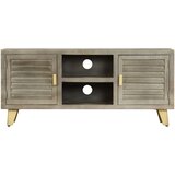 Maison Chic TV omarica - TV stojalo - Televizijska omarica trden mangov les siva in medeninasta 110x30x48 cm, (21701290) | Shoptok.si