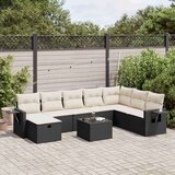 vidaXL 9-dijelni set vrtnih sofa s jastucima crni od poliratana | shoptok.hr