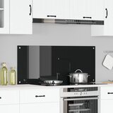 vidaXL Kuhinjski odbijač Črn Steklo 120 x 50 x 0.6 cm Vzdržljiv | Shoptok.si