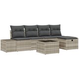 vidaXL 6-delni set vrtninskih kavčev s blazinami svetlo sivi poli ratan, (22090987) | Shoptok.si