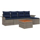  Sjedeća garnitura za vrt 6 kom. Siva i tamnoplava poliratan 251 x 117 x 69 cm | shoptok.hr