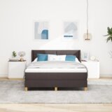  Postelja z vzmetnico Temno rjava in bela 140 x 200 cm blago, (5000127635) | Shoptok.si