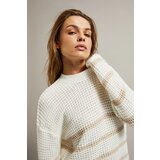 Moodo Women's striped sweater with round neckline - white