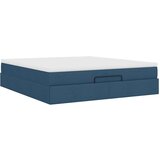 vidaXL Otomanski posteljni okvir z vzmetnico moder 180x200 cm blago | Shoptok.si