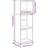 vidaXL Regal za knjige boja betona 40x30x114 cm konstruirano drvo | shoptok.hr