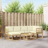  Set vanjskih sofa 7 pcs Bijela i krem Čvrsto drvo akacije | shoptok.hr