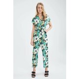 Defacto Short Sleeve Floral Print Belted Midi Dungarees Cene