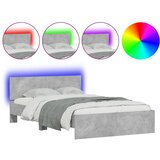 Maison Chic Posteljni okvir - Dvoposteljna postelja - Zakonska postelja z vzglavjem in LED betonsko siv 120x200 cm-J16114, (21759315) | Shoptok.si