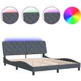  The Living Store Posteljni okvir z LED lučkami temno siv 160x200 cm žamet - Posteljni Okvir, (21493261) | Shoptok.si