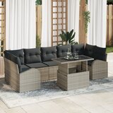 vidaXL 8-dijelni vrtni set sofa s jastucima svjetlosivi poli ratan, 2-sjedalna vrtna sofa s pohranom i jastucima svjetlosivi poli ratan | shoptok.hr