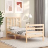Maison Chic Posteljni okvir - Enojna postelja - Postelja za odrasle 75x190 cm z vzglavjem trden les-J16503, (21772601) | Shoptok.si