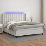  box spring s madracem LED bijeli 160x200 cm umjetna koža | shoptok.hr