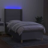  Krevet box spring s madracem LED svjetlosivi 90x200 cm tkanina | shoptok.hr
