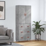 vidaXL Visoka komoda betonsko siva 69,5x34x180 cm inženirski les | Shoptok.si