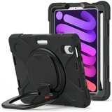 NIKCORP Ovitek za iPad Mini 6 8.3" z vrtljivim stojalom, ročajem in mestom za pisalo, trislojna zaščita, PC in TPU, črn, (5000138932) | Shoptok.si