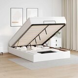 Maison Chic Otomanski Posteljni okvir - Dvoposteljna postelja - Zakonska postelja z vzmetnico bel 140x200 cm um. usnje, (21695884) | Shoptok.si