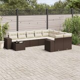 vidaXL 10-dijelni set vrtnih sofa od poliratana s jastucima smeđi | shoptok.hr