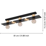 Eglo Bramerton stropna svjetiljka 3xE27, 81 cm, crna/drvo, 43751 | shoptok.hr