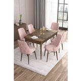 Hanah home Are - Baroque, Pink BaroquePink Extendable Dining Table & Chairs Set (7 Pieces) | ePonuda.com