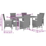  7-dijelni vrtni blagovaonski set s jastucima crni od poliratana Crna Dužina stola 190 cm | Shoptok.si