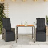 vidaXL 3-dijelni vrtni bistro set od poliratana s jastucima sivi | shoptok.hr