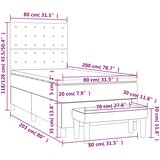 Box spring krevet s madracem tamnosivi 80 x 200 cm baršunasti | shoptok.hr