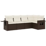  5-dijelni set vrtnih sofa s jastucima poliratan smeđi | shoptok.hr
