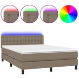  box spring s madracem LED smeđesivi 140x200 cm tkanina | shoptok.hr