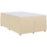vidaXL Konstrukcija postelje z vzmetnico krema 120 x 200 cm blago | Shoptok.si