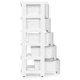 ModernHome PJJCBS0024-05A – Plastična komoda s 5 ladica i kotačićima, 39 × 27 × 75 cm, bijelo-siva | shoptok.hr