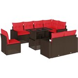 vidaXL 9-delni vrtni komplet sedežnih garnitur z blazinami rjav poli ratan, (5000294196) | Shoptok.si