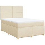 vidaXL Box spring postelja z vzmetnico krem 140x190 cm blago, (21305709) | Shoptok.si