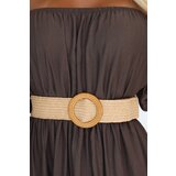 numoco basic 614-1 Boho maxi dress with off-the-shoulder straps - chocolate | Shoptok.si