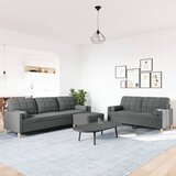  3-dijelni set sofa s tabureom i jastucima tamnosivi tkanina | shoptok.hr