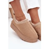 Boto Low Women's Snow Boots With Embroidery On Platform Beige Taliah | Shoptok.si