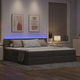  LED krevet za pohranu s madracem Sivosmeđa 200 x 200 cm Tkanina | shoptok.hr