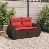  Vrtna sofa s jastucima za 2 osobe, smeđa, poliratan | shoptok.hr