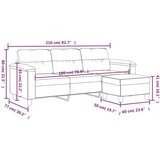  Trosjed s tabureom tamnosivi 180 cm od mikrovlakana | shoptok.hr