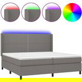  Box spring postelja z vzmetnico LED temno siva 200x200 cm blago, (20726547) | Shoptok.si