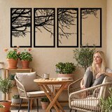 Wallxpert metalni zidni ukras 5211, grane drveta u 4 uramljena panela, 100 x 50 cm, crni | Eponuda.com