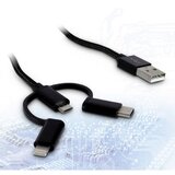 Inter-tech USB2.0 na mUSB/USB-C/Lightning 1m črn kabel | Shoptok.si