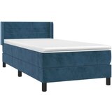 Box spring krevet s madracem tamnoplavi 90x200 cm baršunasti | shoptok.hr