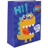 Blue Dinosaur Paper Gift Bag 32cm x 26cm x 10cm | shoptok.hr