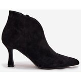 Boto Low Women's Heeled Boots Eco Suede Black Jolivra | Shoptok.si