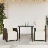 vidaXL 3-dijelni vrtni blagovaonski set s jastucima poliratan smeđi | shoptok.hr