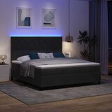  LED Box Spring Krevet s uzglavljem Crna 180 x 200 cm Baršun | shoptok.hr
