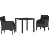  Vrtni set za objed s jastukom 3 pcs Crna Poli ratan | shoptok.hr