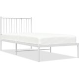 The Living Store Kovinski posteljni okvir z vzglavjem bel 90x200 cm - Posteljni Okvir, (21527085) | Shoptok.si