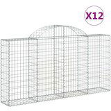  Obokane gabion košare 12kosov 200x30x100/120cm pocinkano železo, (20757705) | Shoptok.si